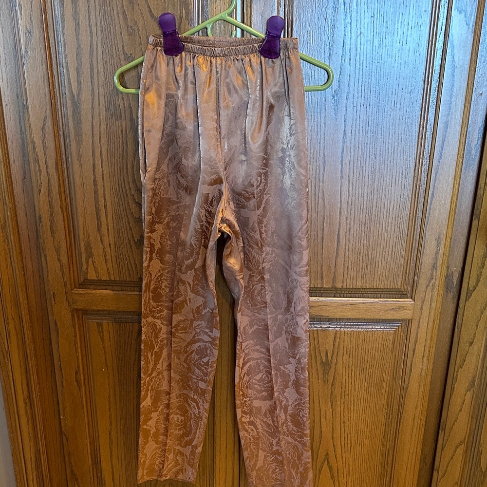 Copper rose gold satiny western dress pants